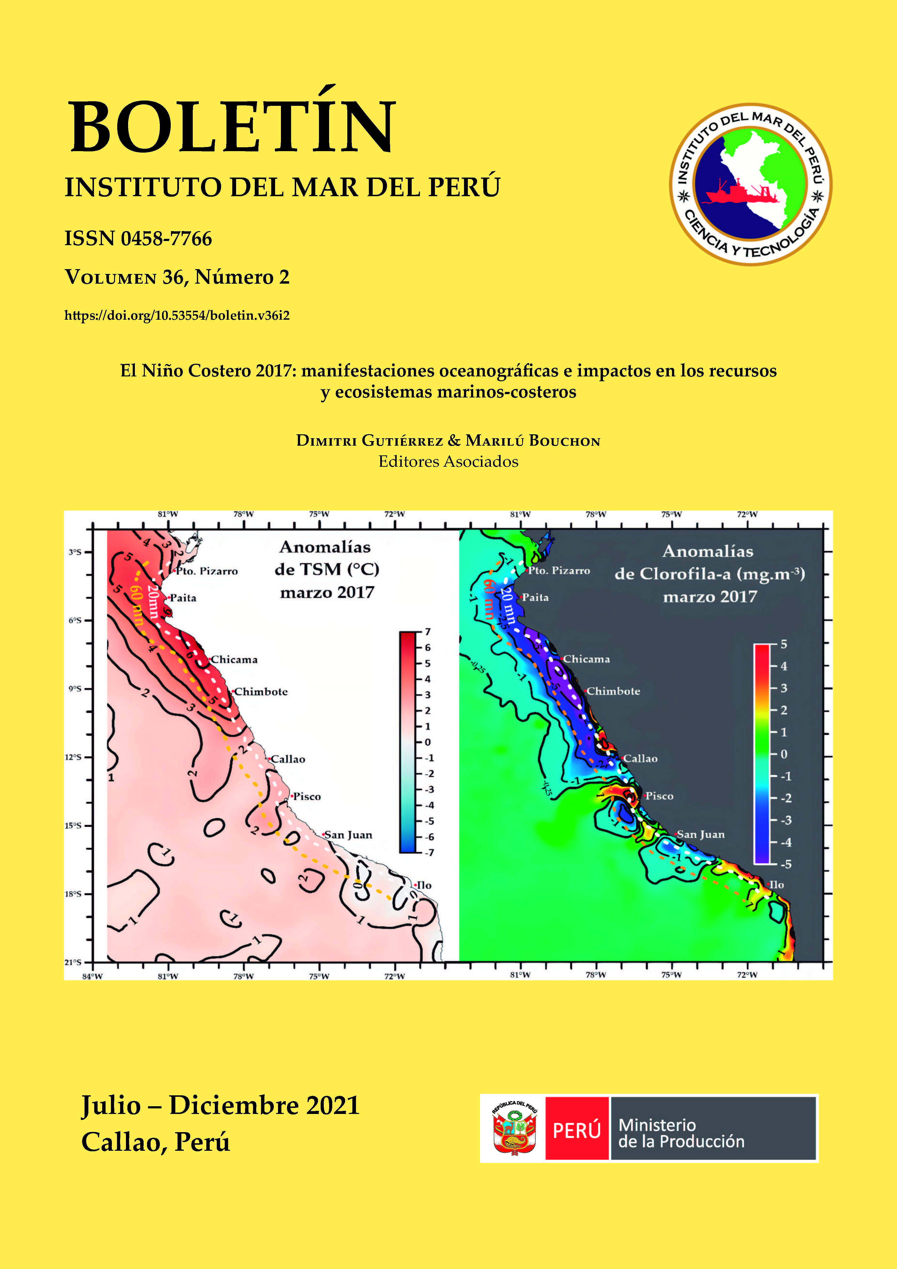					Ver Vol. 36 Núm. 2 (2021): El Niño Costero 2017: manifestaciones oceanográficas e impactos en los recursos y ecosistemas marino-costeros
				